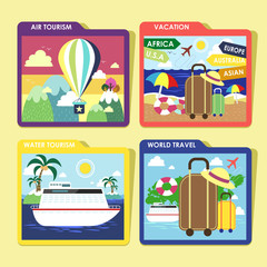 world traveling concept icons set in flat design