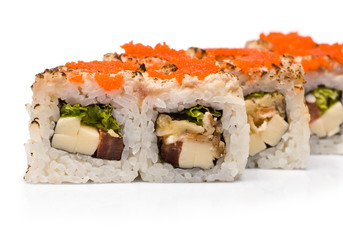 Sushi Rolls isolated on white
