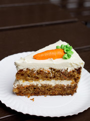 Carrot cake on a white dish