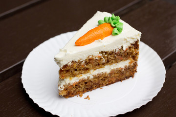 Carrot cake on a white dish