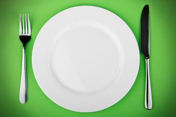 plate, fork and knife
