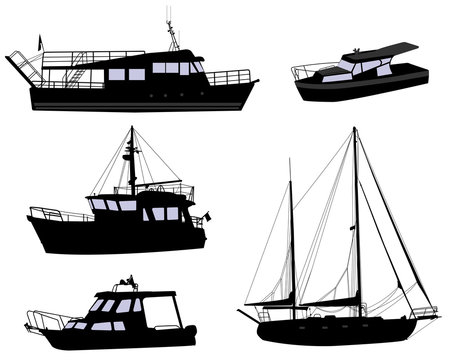 boats silhouettes - vector