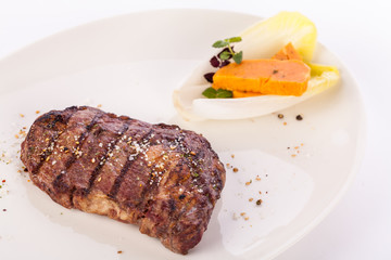 Grilled beef steak with seasoning