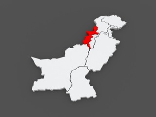 Map of Federally Administered Tribal Areas of Peshawar. Pakistan