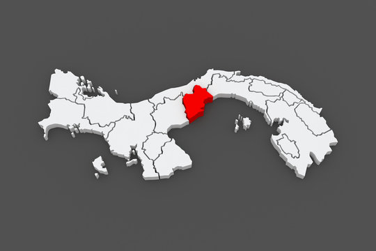 Map of Western Panama. Panama.