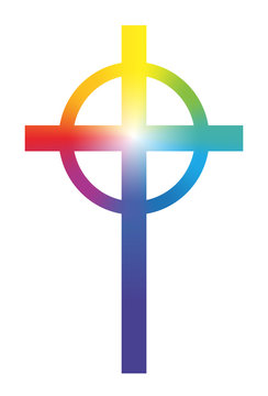 Christian Cross Rainbow Gradient