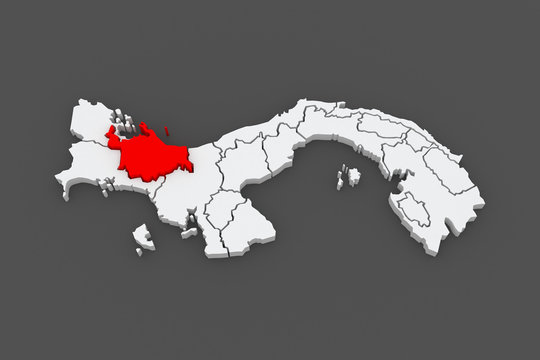 Map of Ngobe Bugle. Panama.