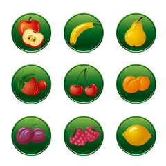 fruits and berries button set