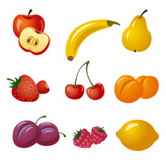 fruits and berries icon set