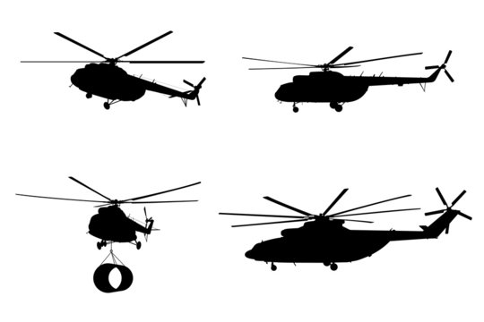 Helicopter of set silhouette.