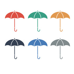 Fototapeta na wymiar Umbrellacolor flat icon color set