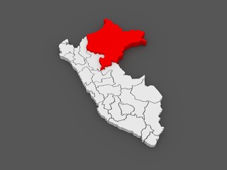 Map of Loreto. Peru.