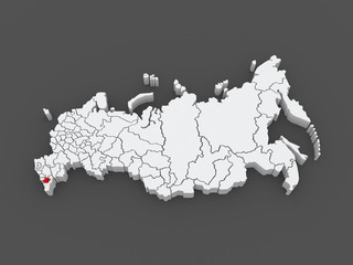 Map of the Russian Federation. republic of Chechnya.