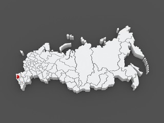 Map of the Russian Federation. Republic of Adygea.