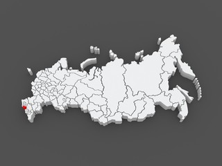 Map of the Russian Federation. Republic of Karachay-Cherkessia.