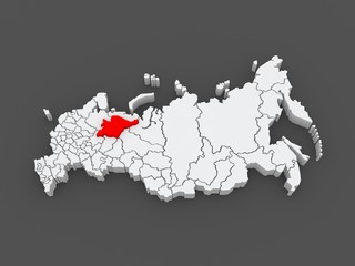 Map of the Russian Federation. Komi Republic.