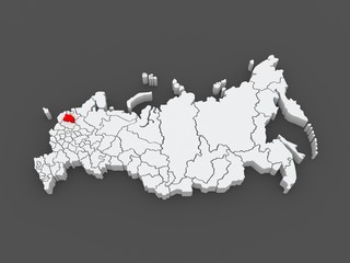 Map of the Russian Federation. Novgorod region.