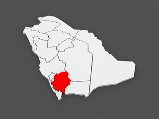 Map of Asher. Saudi Arabia.