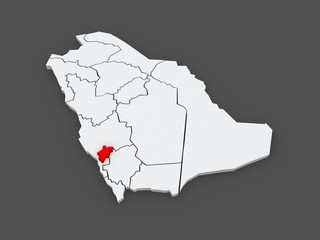 Map of Al-Baha. Saudi Arabia.