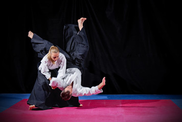 Fight between two aikido fighters