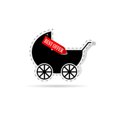 baby carriage as label illustration