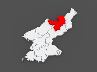 Map of Yangkang. North Korea.