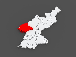 Map of Pyongan. North Korea.