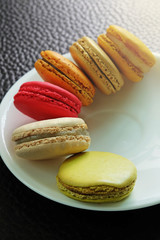 Colorful Macarons in the dish