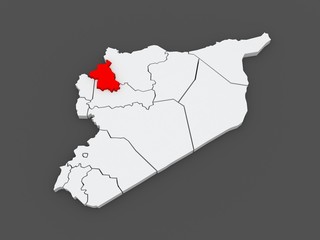 Map of Idlib. Syria.