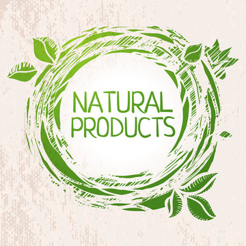 Natural products green colored label