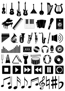 Set of fifty music icons