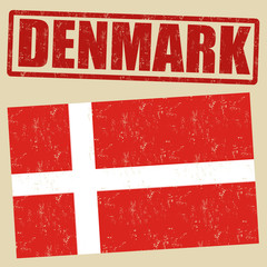 Denmark flag and stamp
