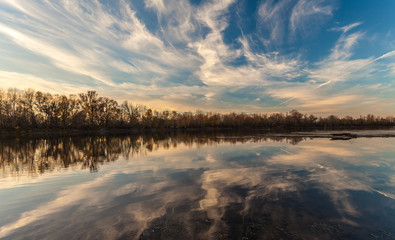 landscape sunset on the river