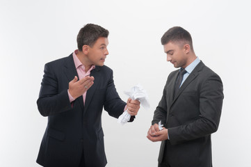 Boss angry with young employee