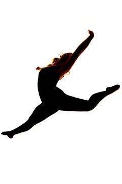 silhouette of woman dancing jump