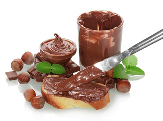 Slice of bread with chocolate cream