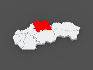 Map of Zilina. Slovakia.