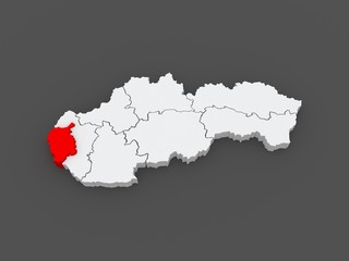 Map of Bratislava Region. Slovakia.