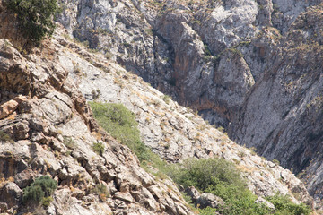 rocky slopes in the mountains
