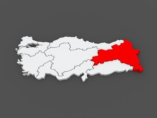 Map of Eastern Anatolia. Turkey.