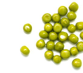 green peas on a white background. macro
