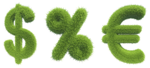 Percent, dollar, euro sign