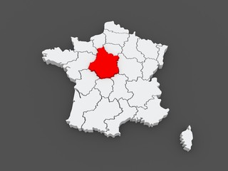 Map of Centre (French region). France.