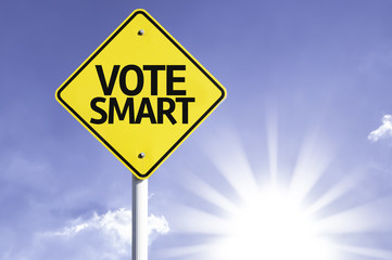 Vote Smart road sign with sun background