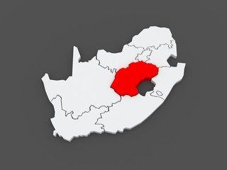 Map of Free State (Bloemfontein). South Africa.