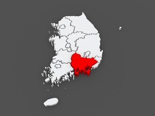 Map of Gyeongsang. South Korea.