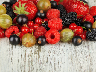 Ripe berries on table close-up