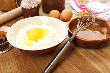 Easter cake preparing in kitchen