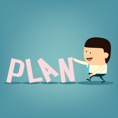 Cartoon Businessman with Business planing concept