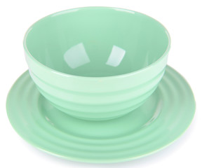 Mint bowl with plate isolated on white
